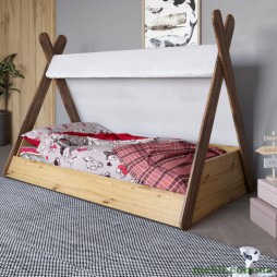 Дитяче ліжко з балдахіном LION Інді Дуб Артизан/Дуб Ліворно