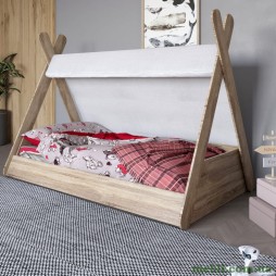 Дитяче ліжко з балдахіном LION Інді Дуб Сонома трюфель