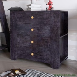 Комод для дитячої кімнати LION Інді з 4 шухлядами та бічними нішами Бетон темний