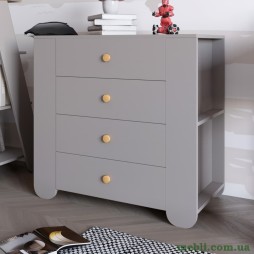 Комод для дитячої кімнати LION Інді з 4 шухлядами та бічними нішами Кашемір