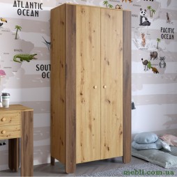 Шафа розпашна дводверна в дитячу кімнату 900х450х1900 LION Інді Дуб Артизан/Дуб Ліворно