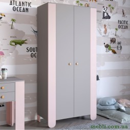 Шафа розпашна дводверна в дитячу кімнату 900х450х1900 LION Інді Кашемір/Рожевий