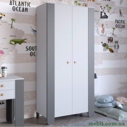 Шафа розпашна дводверна в дитячу кімнату 900х450х1900 LION Інді Німфея Альба (білий)/Антрацит