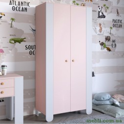 Шафа розпашна дводверна в дитячу кімнату 900х450х1900 LION Інді Рожевий/Німфея Альба (білий)