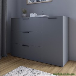 Комод LION Краш з трьома висувними шухлядами та закритими полицями Антрацит