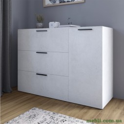 Комод LION Краш з трьома висувними шухлядами та закритими полицями Бетон sТyle