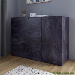 Комод LION Краш з трьома висувними шухлядами та закритими полицями Бетон темний