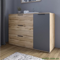 Комод LION Краш з трьома висувними шухлядами та закритими полицями Дуб аппалачі/Антрацит