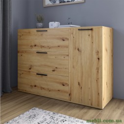 Комод LION Краш з трьома висувними шухлядами та закритими полицями Дуб артизан