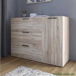 Комод LION Краш з трьома висувними шухлядами та закритими полицями Дуб сонома