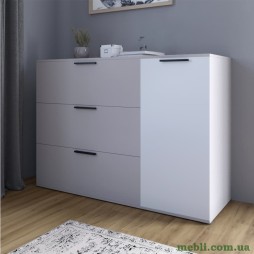 Комод LION Краш з трьома висувними шухлядами та закритими полицями Кашемір/Німфея альба