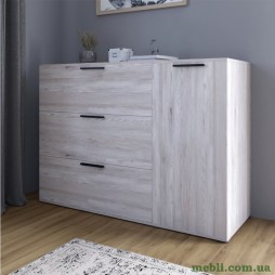 Комод LION Краш з трьома висувними шухлядами та закритими полицями Самоа димчастий