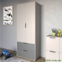 Шафа розпашна дводверна LION Краш з 2 шухлядами Кашемір/Антрацит