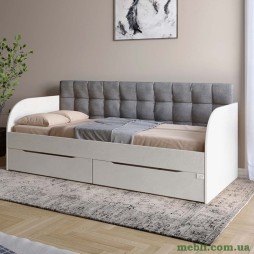 Дитяче односпальне ліжко LION Л-7 з шухлядами та ламелями 90x200 Бетон SТyle