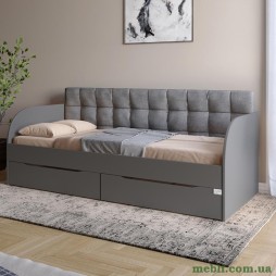 Дитяче односпальне ліжко LION Л-7 з шухлядами та ламелями Лілі-95 80x190 Антрацит