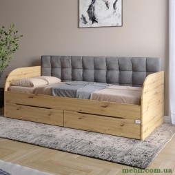 Дитяче односпальне ліжко LION Л-7 з шухлядами та ламелями Лілі-95 80x190 Дуб артизан