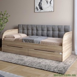 Дитяче односпальне ліжко LION Л-7 з шухлядами та ламелями Лілі-95 80x190 Дуб сонома трюфель