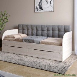 Дитяче односпальне ліжко LION Л-7 з шухлядами та ламелями Лілі-95 80x190 Самоа димчастий