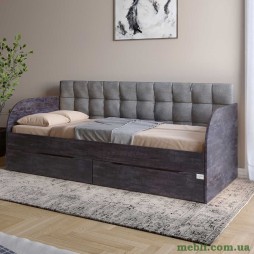 Дитяче односпальне ліжко LION Л-7 з шухлядами та ламелями Лілі-95 90x190 Бетон темний