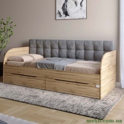 Дитяче односпальне ліжко LION Л-7 з шухлядами та ламелями Лілі-95 90x190 Дуб аппалачі