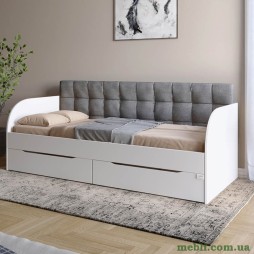 Дитяче односпальне ліжко LION Л-7 з шухлядами та ламелями Лілі-95 90x190 Німфея Альба (білий)