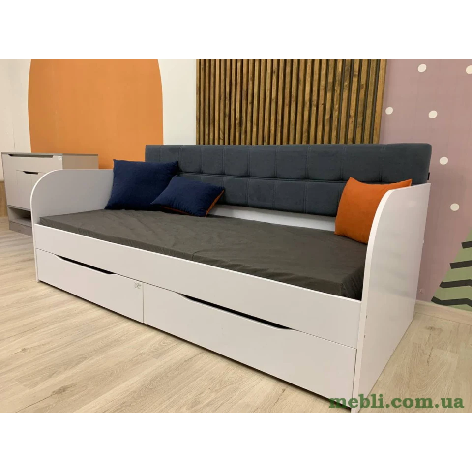 Дитяче полуторне ліжко LION Л-7 з шухлядами та ламелями Лілі-95 120x200 Самоа димчастий