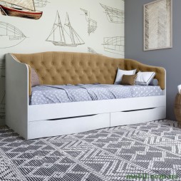 Ліжко дитяче односпальне LION Л-9 з м'якою спинкою і висувними шухлядами 190x90 Бетон SТyle/Лілі-02