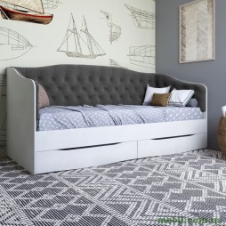 Ліжко дитяче односпальне LION Л-9 з м'якою спинкою і висувними шухлядами 190x90 Бетон SТyle/Лілі-95