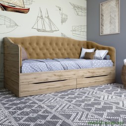 Ліжко дитяче односпальне LION Л-9 з м'якою спинкою і висувними шухлядами 190x90 Дуб Аппалачі/Лілі-02