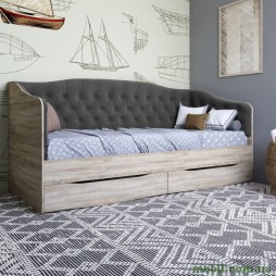 Ліжко дитяче односпальне LION Л-9 з м'якою спинкою і висувними шухлядами 190x90 Дуб сонома/Лілі-95