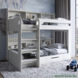 Дитяче двоярусне ліжко LION Майнкрафт 90х190 з шухлядою Бетон sТyle