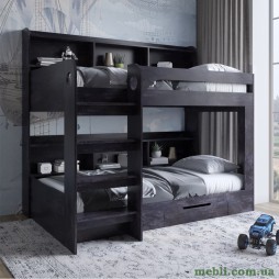 Дитяче двоярусне ліжко LION Майнкрафт 90х190 з шухлядою Бетон темний
