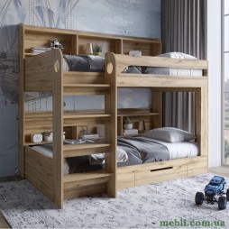 Дитяче двоярусне ліжко LION Майнкрафт 90х190 з шухлядою Дуб Аппалачі