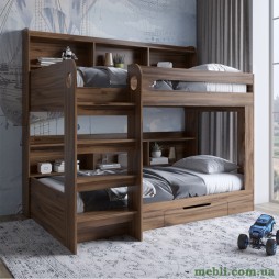 Дитяче двоярусне ліжко LION Майнкрафт 90х190 з шухлядою Дуб Ліворно