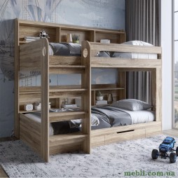Дитяче двоярусне ліжко LION Майнкрафт 90х190 з шухлядою Дуб Сонома