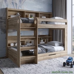 Дитяче двоярусне ліжко LION Майнкрафт 90х190 з шухлядою Дуб Сонома Трюфель