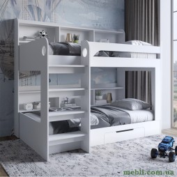 Дитяче двоярусне ліжко LION Майнкрафт 90х190 з шухлядою Німфея Альба (білий)