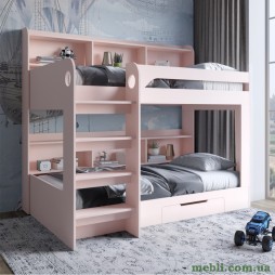 Дитяче двоярусне ліжко LION Майнкрафт 90х190 з шухлядою Рожевий