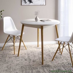 Обідній стіл круглий LION Маямі-1 дерев'яні ніжки Бетон SТyle