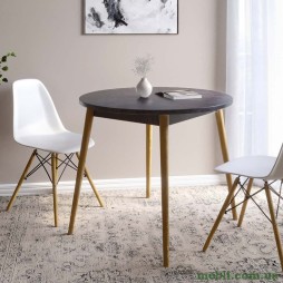 Обідній стіл круглий LION Маямі-1 дерев'яні ніжки Бетон темний