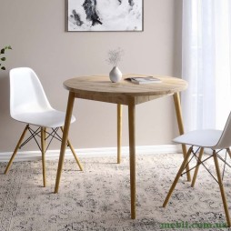 Обідній стіл круглий LION Маямі-1 дерев'яні ніжки Дуб Аппалачі