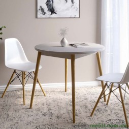 Обідній стіл круглий LION Маямі-1 дерев'яні ніжки Кашемір