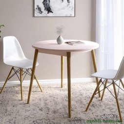 Обідній стіл круглий LION Маямі-1 дерев'яні ніжки Рожевий