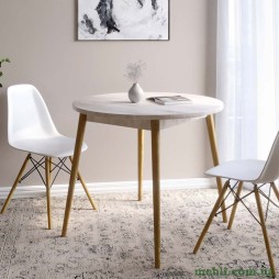 Обідній стіл круглий LION Маямі-1 дерев'яні ніжки Самоа димчастий