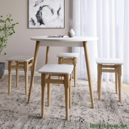 Стіл круглий і 4 табурети обідній комплект для кухні Маямі-1 кромка ПВХ 0,45 мм Бетон SТyle