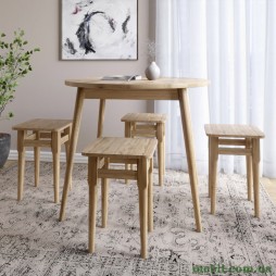 Стіл круглий і 4 табурети обідній комплект для кухні Маямі-1 кромка ПВХ 0,45 мм Дуб Аппалачі