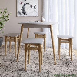 Стіл круглий і 4 табурети обідній комплект для кухні Маямі-1 кромка ПВХ 0,45 мм Кашемір