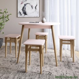 Стіл круглий і 4 табурети обідній комплект для кухні Маямі-1 кромка ПВХ 0,45 мм Рожевий