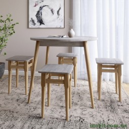 Стіл круглий і 4 табурети обідній комплект для кухні Маямі-1 кромка ПВХ 0,45 мм Шварцвальд