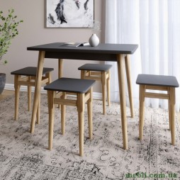 Стіл і 4 табурети обідній комплект для кухні Маямі-2 кромка ПВХ 0,45 мм Антрацит